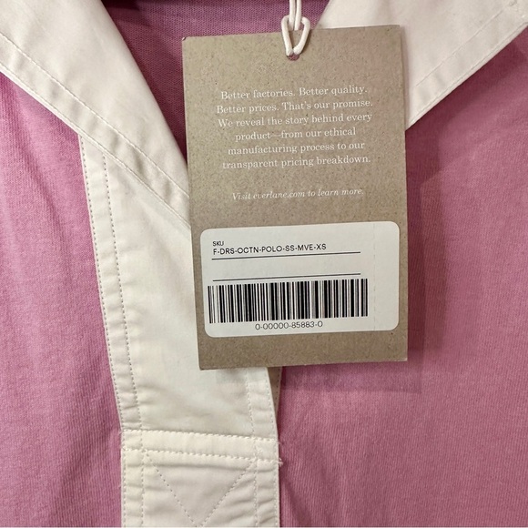 Everlane Polo Dress Organic Cotton Preppy Tenniscore XS Pink/White - Picture 12 of 15